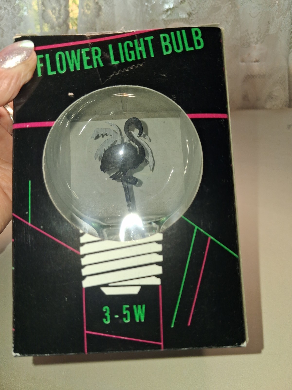 VINTAGE 1980S NEON FLAMINGO LIGHT BULB STILL IN ORIGINAL BOX VINTAGE 1980S NEON FLAMINGO LIGHT BULB STILL IN ORIGINAL BOX