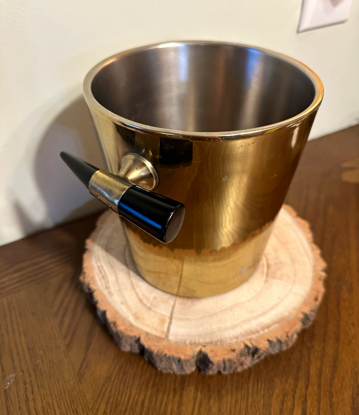 Vintage Mid Century Gold and faux bull horn ice bucket Vintage Mid Century Gold and faux bull horn ice bucket
