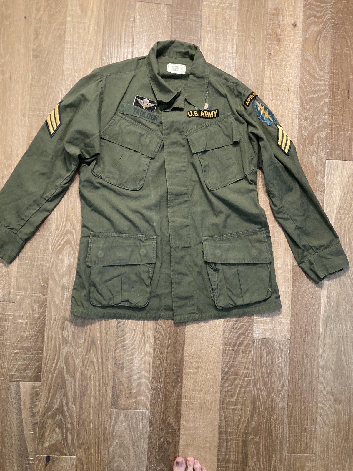 Vietnam Jungle Jacket OG-107 Rip-Stop Special Forces Airborne Named Patched 1969 Vietnam Jungle Jacket OG-107 Rip-Stop Special Forces Airborne Named Patched 1969