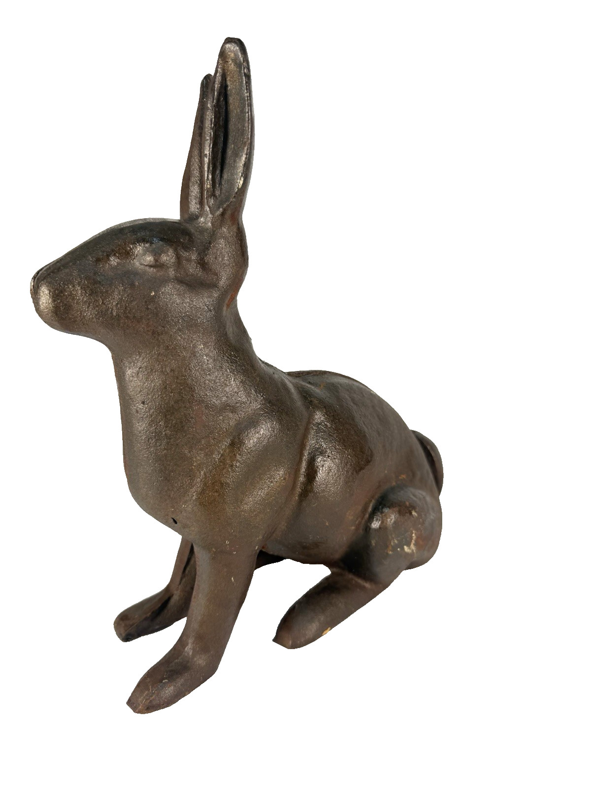 Cast Iron Seated Hare Rabbit Doorstop 11.5" Estate Size 13+ Lbs Antique Heavy
