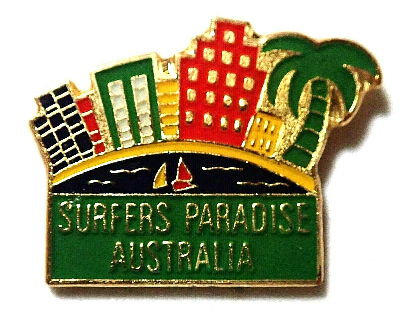 BRISBANE 2032 OLYMPICS BEAUTIFUL VINTAGE SURFERS PARADISE AUSTRALIA PIN BADGE BRISBANE 2032 OLYMPICS BEAUTIFUL VINTAGE SURFERS PARADISE AUSTRALIA PIN BADGE