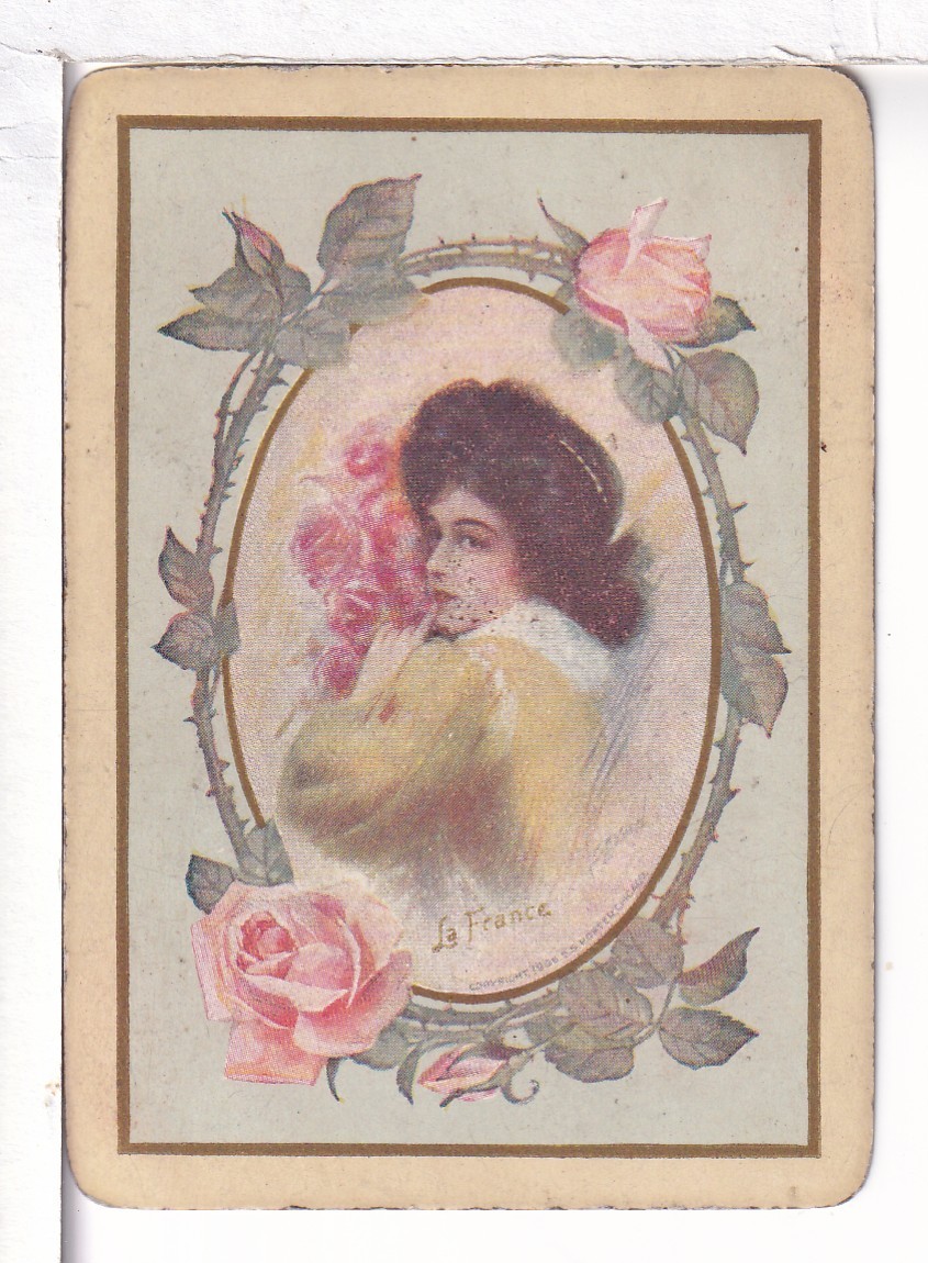 Single Vintage Playing Card U.S. Wide Named "La France" LA-1-1 B, Smooth Stock Single Vintage Playing Card U.S. Wide Named "La France" LA-1-1 B, Smooth Stock