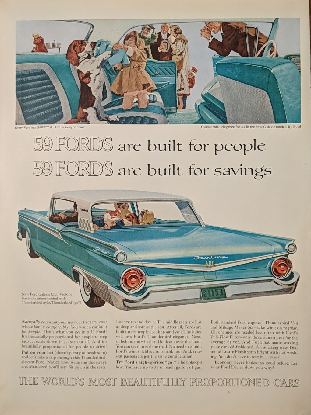 1959 Ford Motor Company Galaxies Club Victoria Teal 2 Door Print Ad 1959 Ford Motor Company Galaxies Club Victoria Teal 2 Door Print Ad