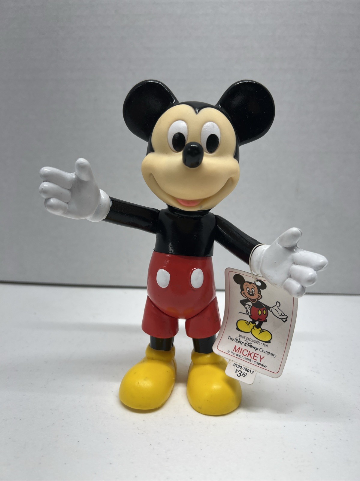 1970s Vintage Mickey Mouse 7" Posable Joints Plastic Rubber Figure Walt Disney