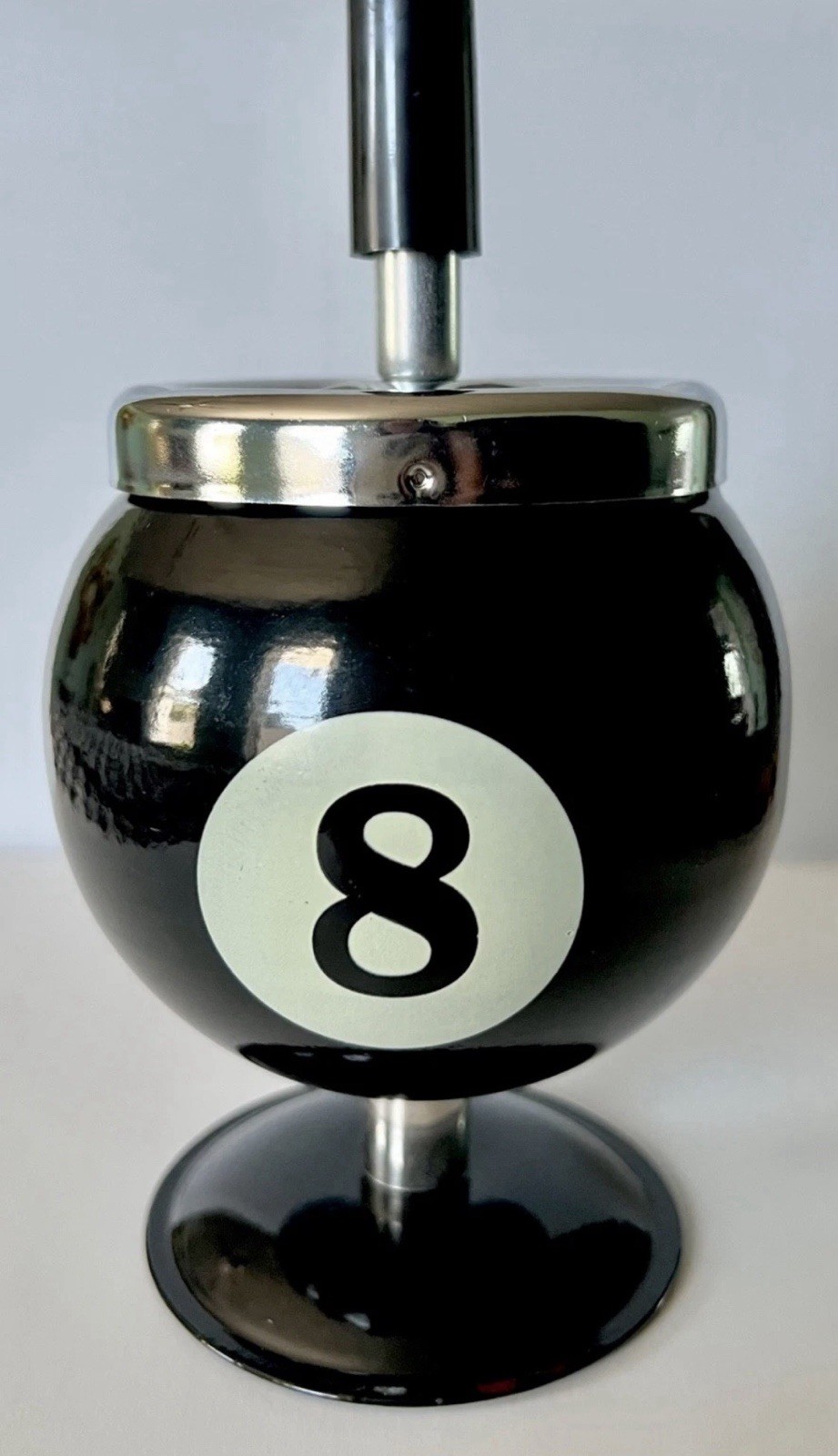 Retro Billiard Pool SPINNING Black #8 Ball Roulette New Vtg Style Ashtray MCM Retro Billiard Pool SPINNING Black #8 Ball Roulette New Vtg Style Ashtray MCM