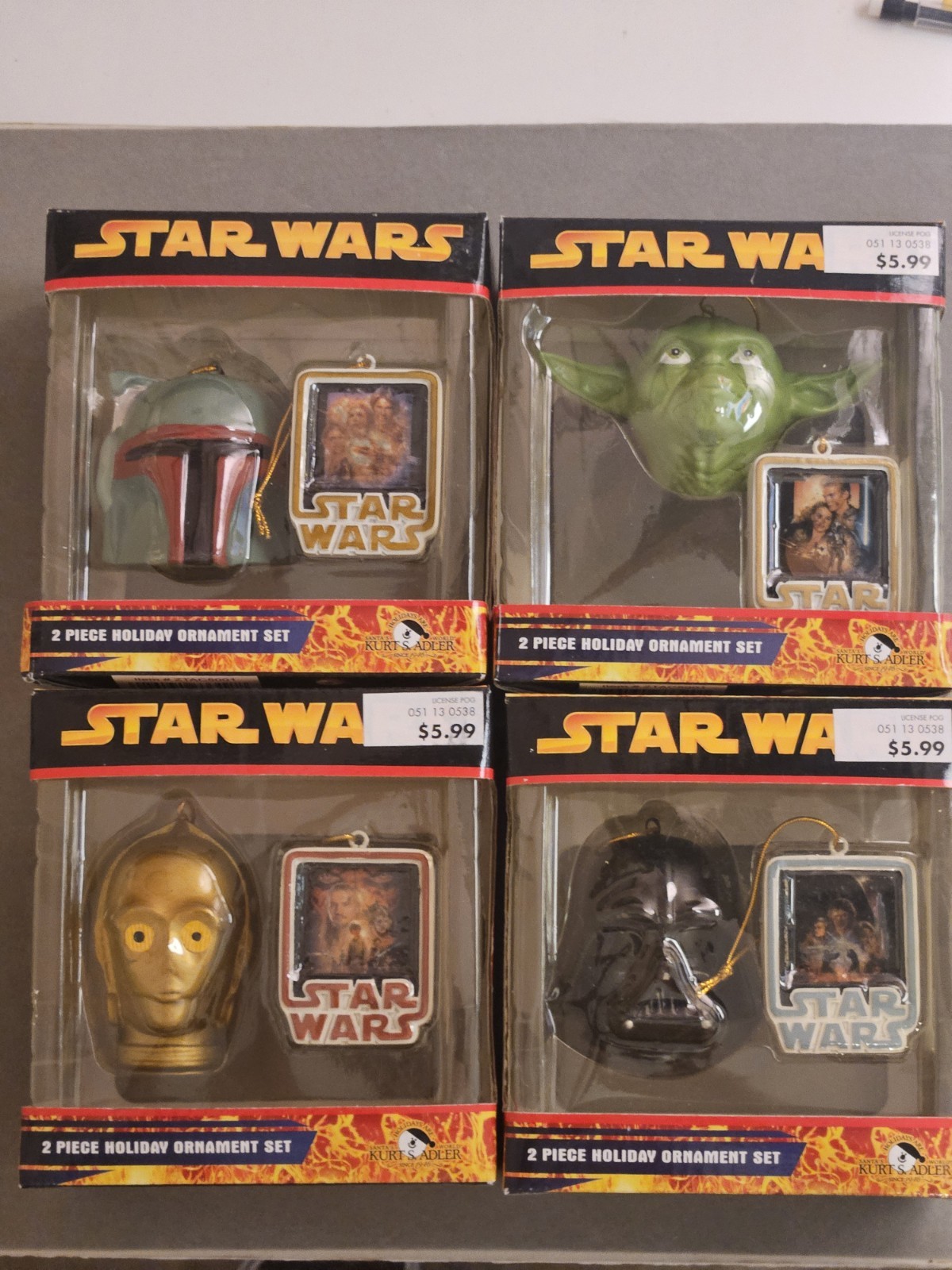 Vintage Star Wars Christmas Ornaments Kurt Adler Lot Of Four NIB Vintage Star Wars Christmas Ornaments Kurt Adler Lot Of Four NIB