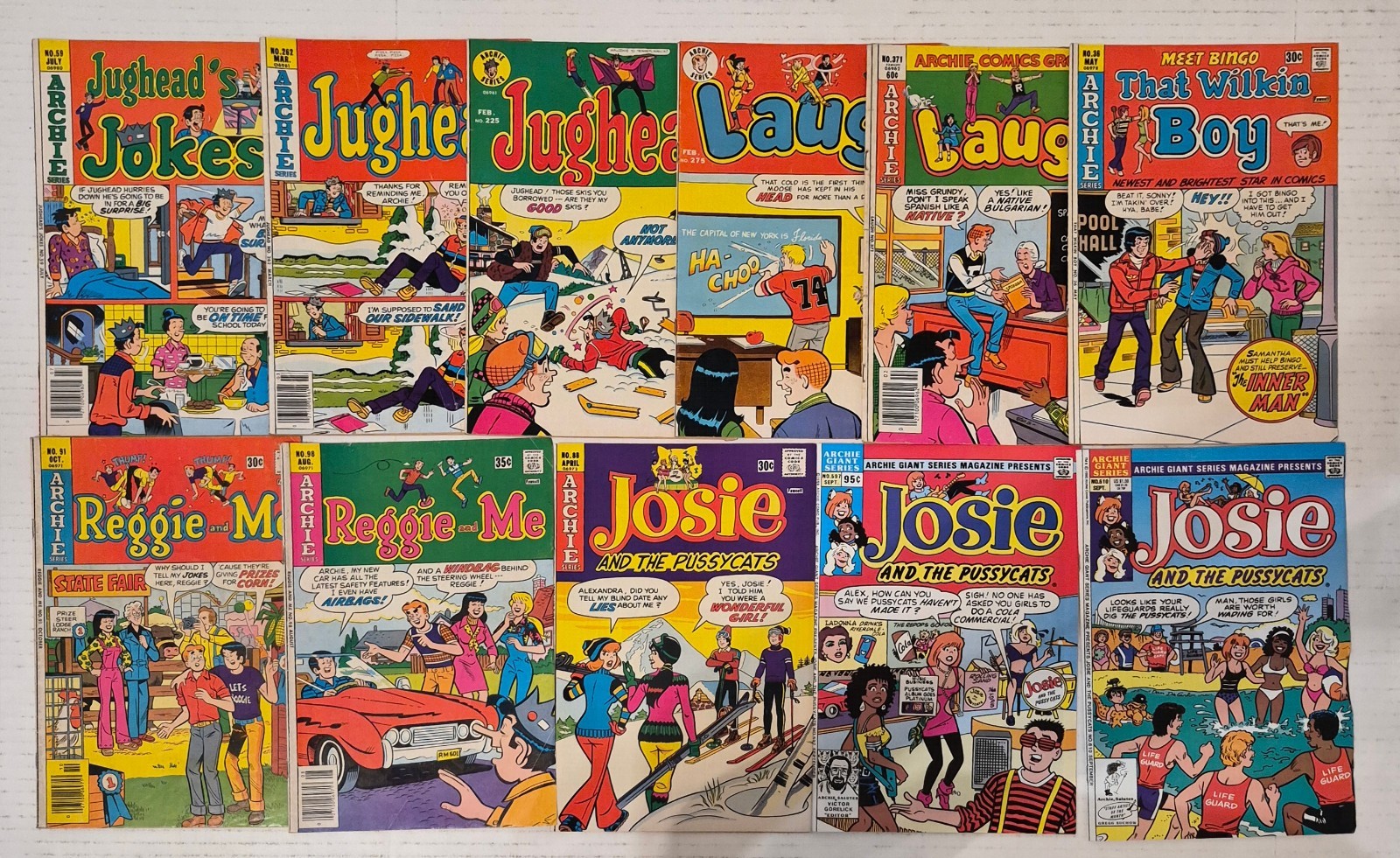 Archie Series Lot ☆11 VF- VG Josie, Laugh, Reggie and Me,Wilkins 1974 Bronze Age Archie Series Lot ☆11 VF- VG Josie, Laugh, Reggie and Me,Wilkins 1974 Bronze Age