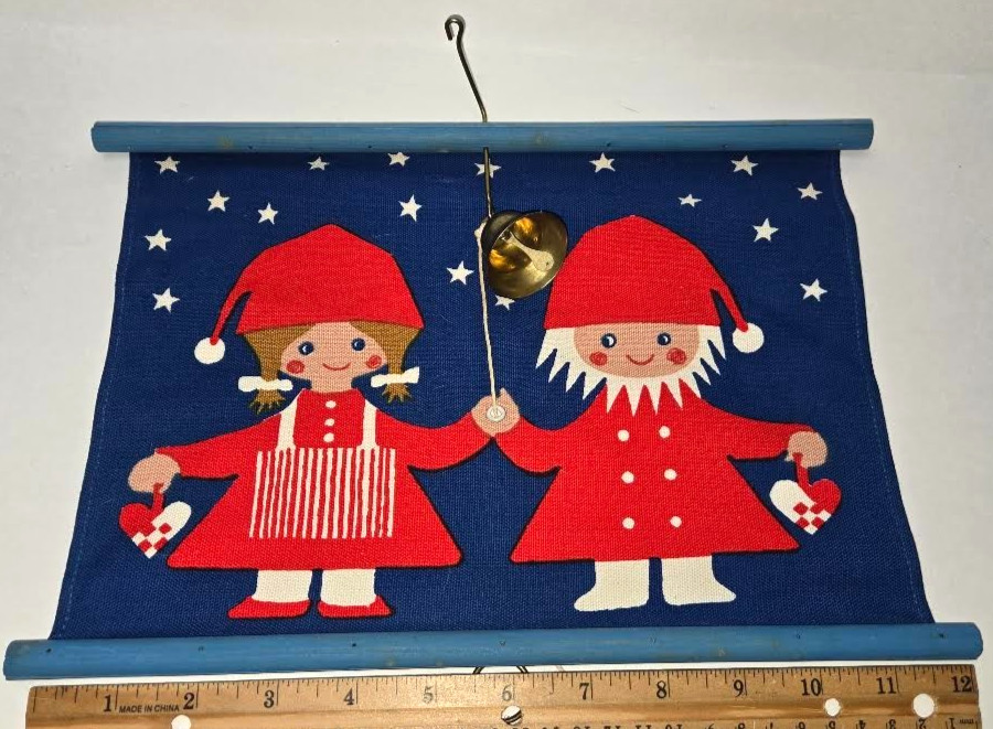 Vtg Mid Century Danish Aase og Preben Jangaard Christmas Nisse Wall Hanging Bell