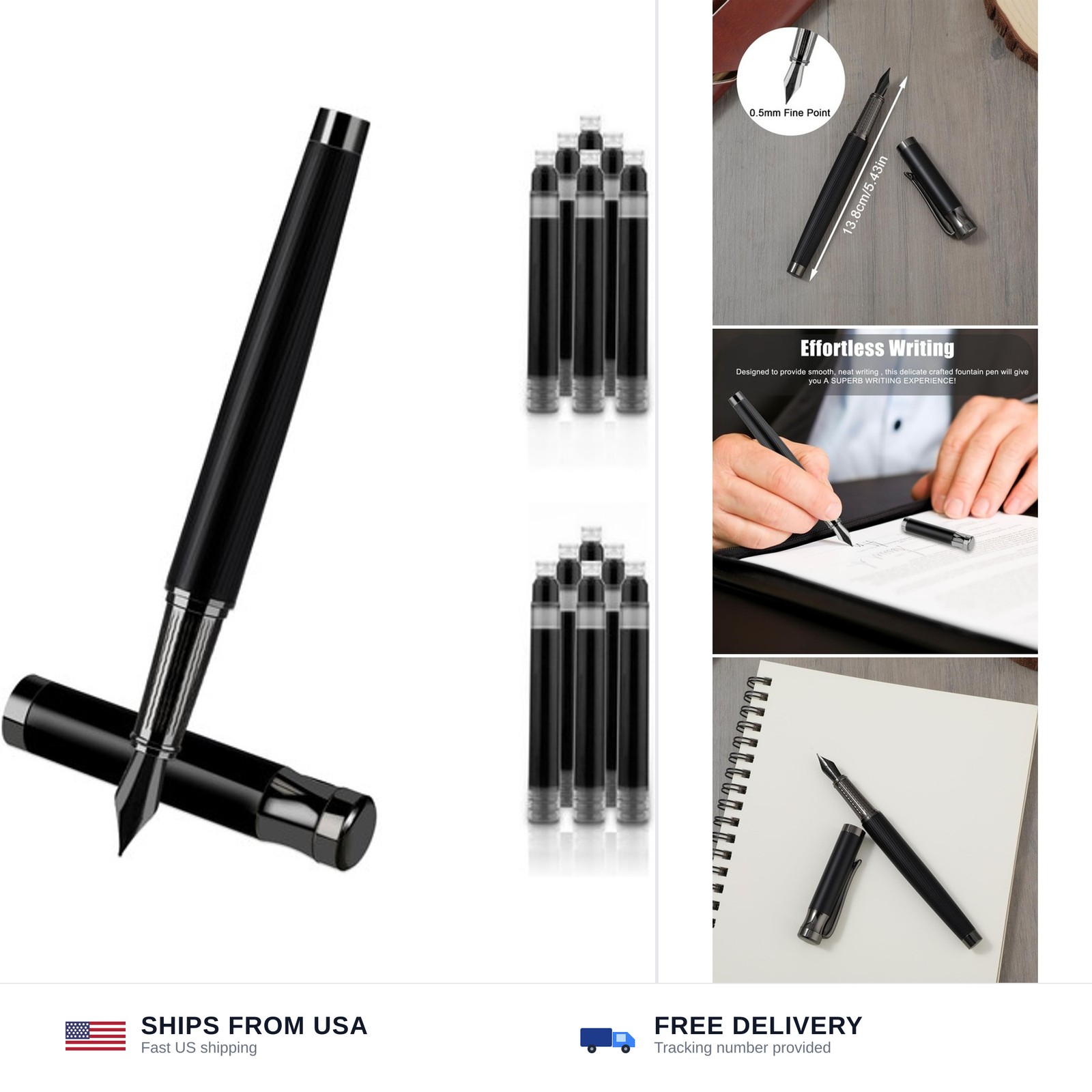 Amaxiu Luxury Metal Pen Set - Fine Nib Fountain Pen with Converter and 10 Bla... Amaxiu Luxury Metal Pen Set - Fine Nib Fountain Pen with Converter and 10 Bla...