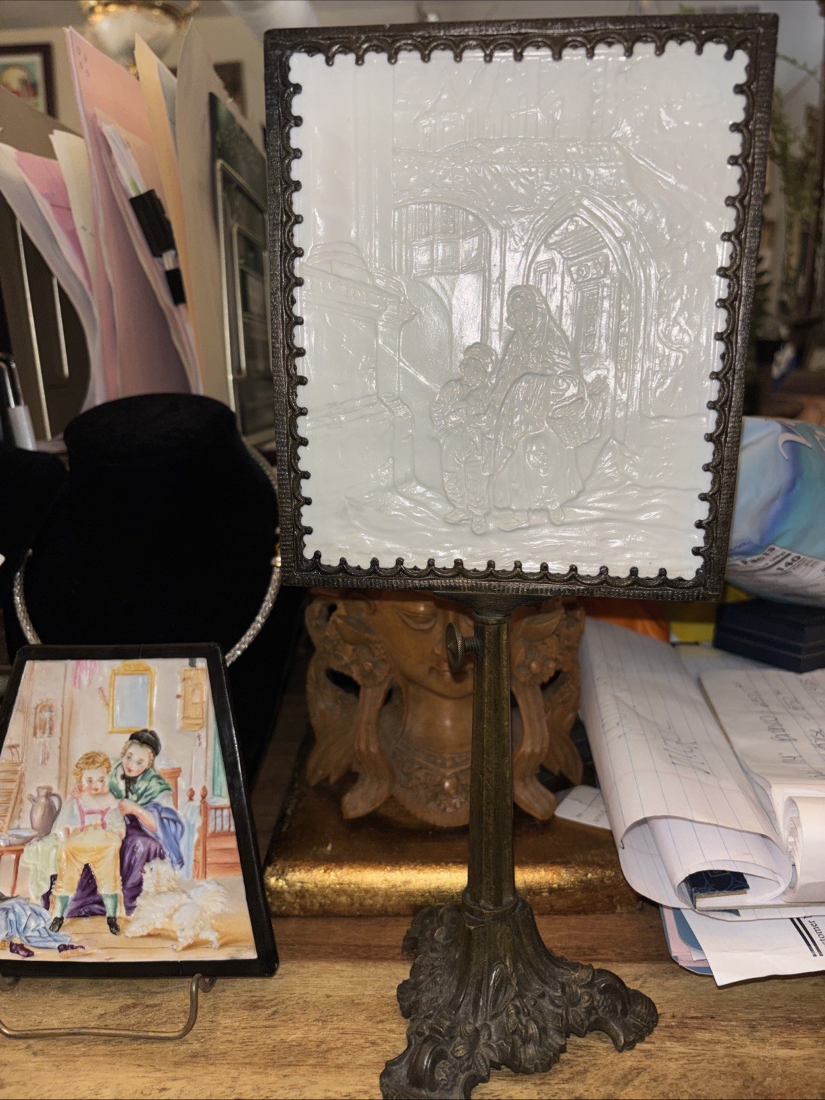 Porcelain Lithophane Plaque Porcelain Bronze Stand PPM-Passaic Porcelain Lithophane Plaque Porcelain Bronze Stand PPM-Passaic