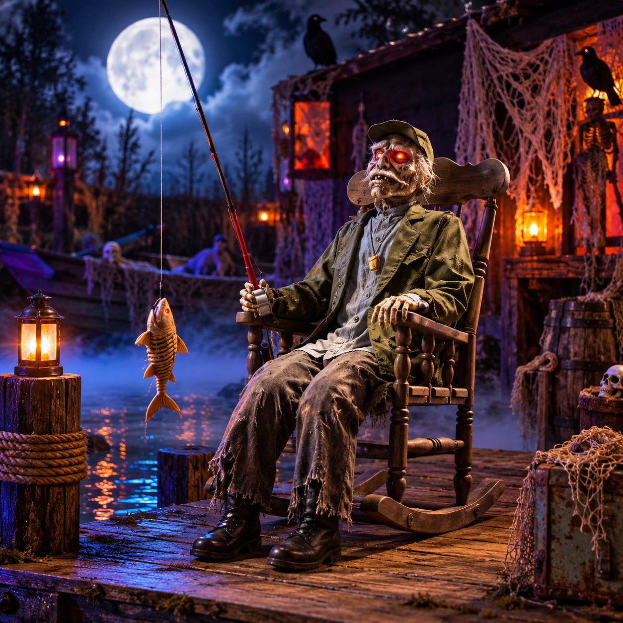 Home Accents 6.5 FT Dead Water Animated LED Fisherman Rocking 25PA04070 Home Accents 6.5 FT Dead Water Animated LED Fisherman Rocking 25PA04070