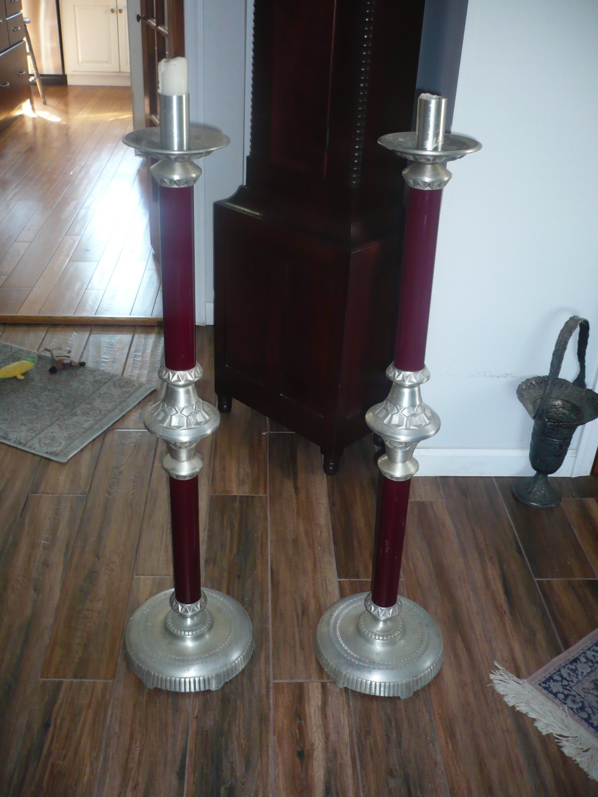 Vintage Funeral Home Candle Holders Primitive mortuary church 42 inches free Vintage Funeral Home Candle Holders Primitive mortuary church 42 inches free