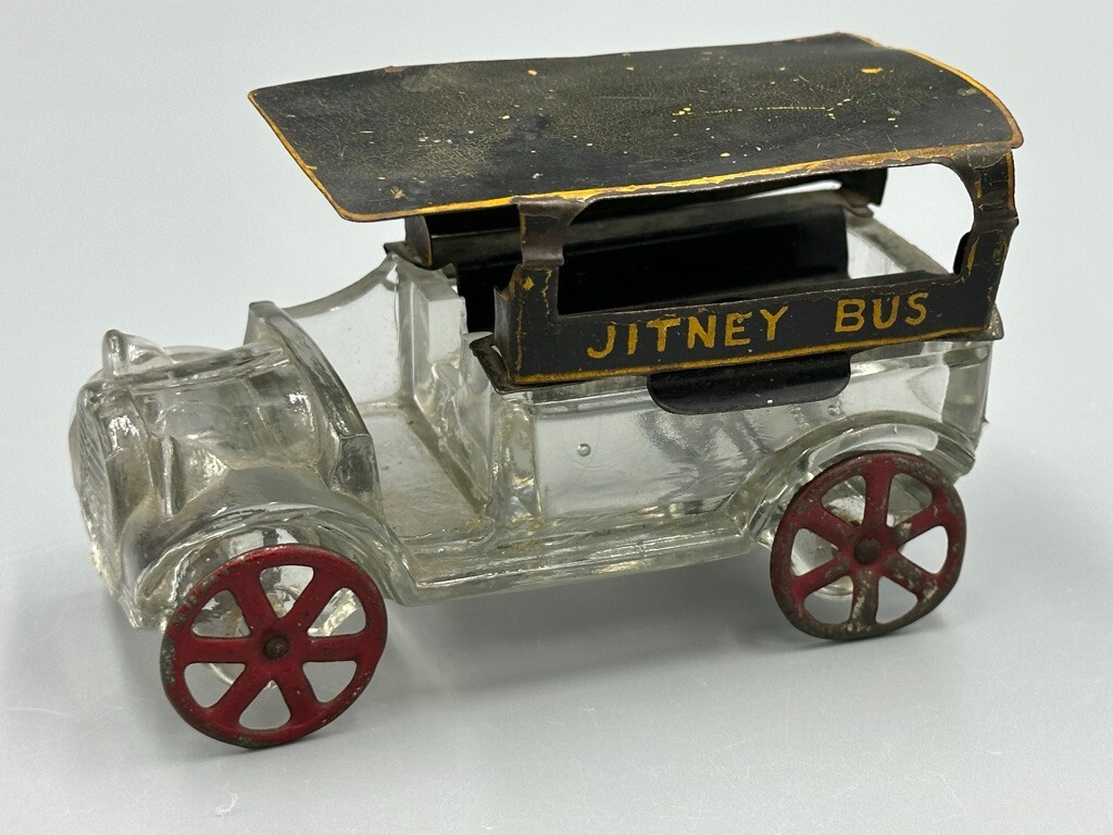 1910s WEST BROS Tin & Glass JITNEY BUS CANDY CONTAINER Antique A&E 114 1910s WEST BROS Tin & Glass JITNEY BUS CANDY CONTAINER Antique A&E 114