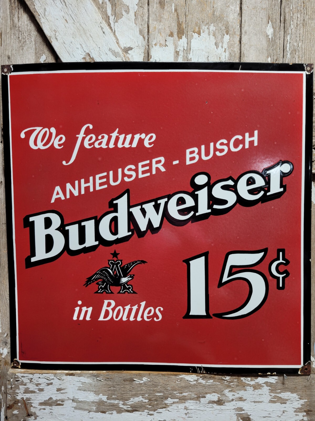 VINTAGE BUDWEISER PORCELAIN SIGN 30" OLD BEER BAR BEVERAGE ALCOHOL BUD BUSCH VINTAGE BUDWEISER PORCELAIN SIGN 30" OLD BEER BAR BEVERAGE ALCOHOL BUD BUSCH
