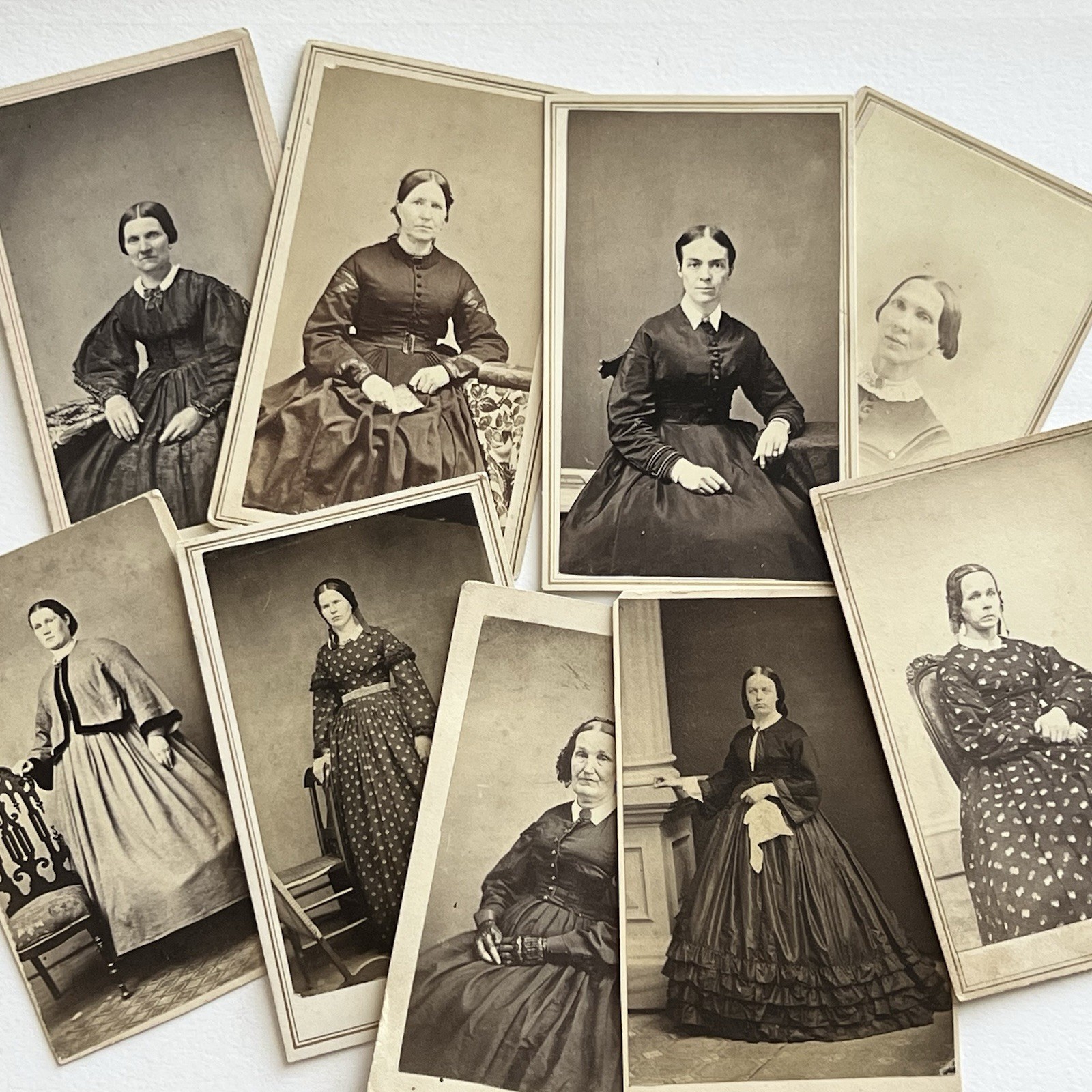 Antique Photograph CDV Lot Of 9 Women Civil Ware Era Mourning Tax Stamp Antique Photograph CDV Lot Of 9 Women Civil Ware Era Mourning Tax Stamp