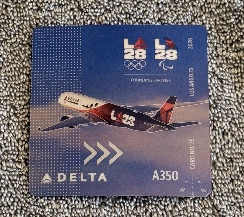 Delta Airline Pilot Trading Card #75. Olympic Livery LA28. Release 7/16/2026 Delta Airline Pilot Trading Card #75. Olympic Livery LA28. Release 7/16/2026