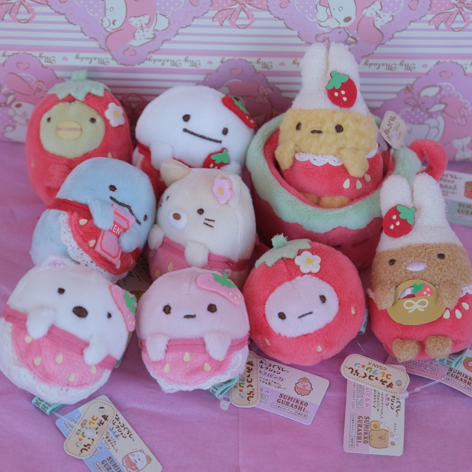 Sumikko Gurashi Tenori Plush Strawberry Fair 10 Pc Full Set OUT OF PRODUCTION Sumikko Gurashi Tenori Plush Strawberry Fair 10 Pc Full Set OUT OF PRODUCTION