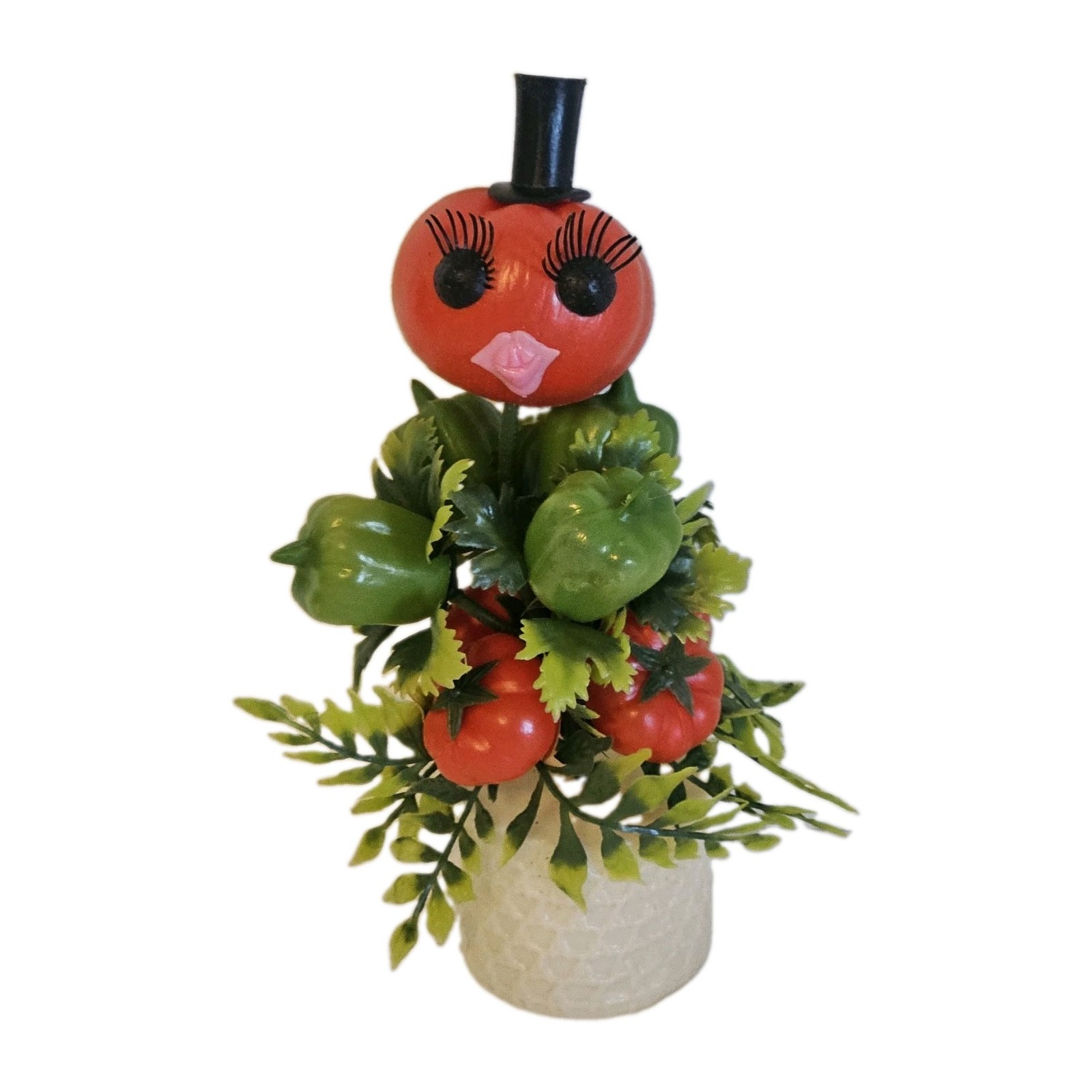 VTG 60s Anthropomorphic Veggie Head Kitchen Decor Kitschy Eyelashes Hong Kong