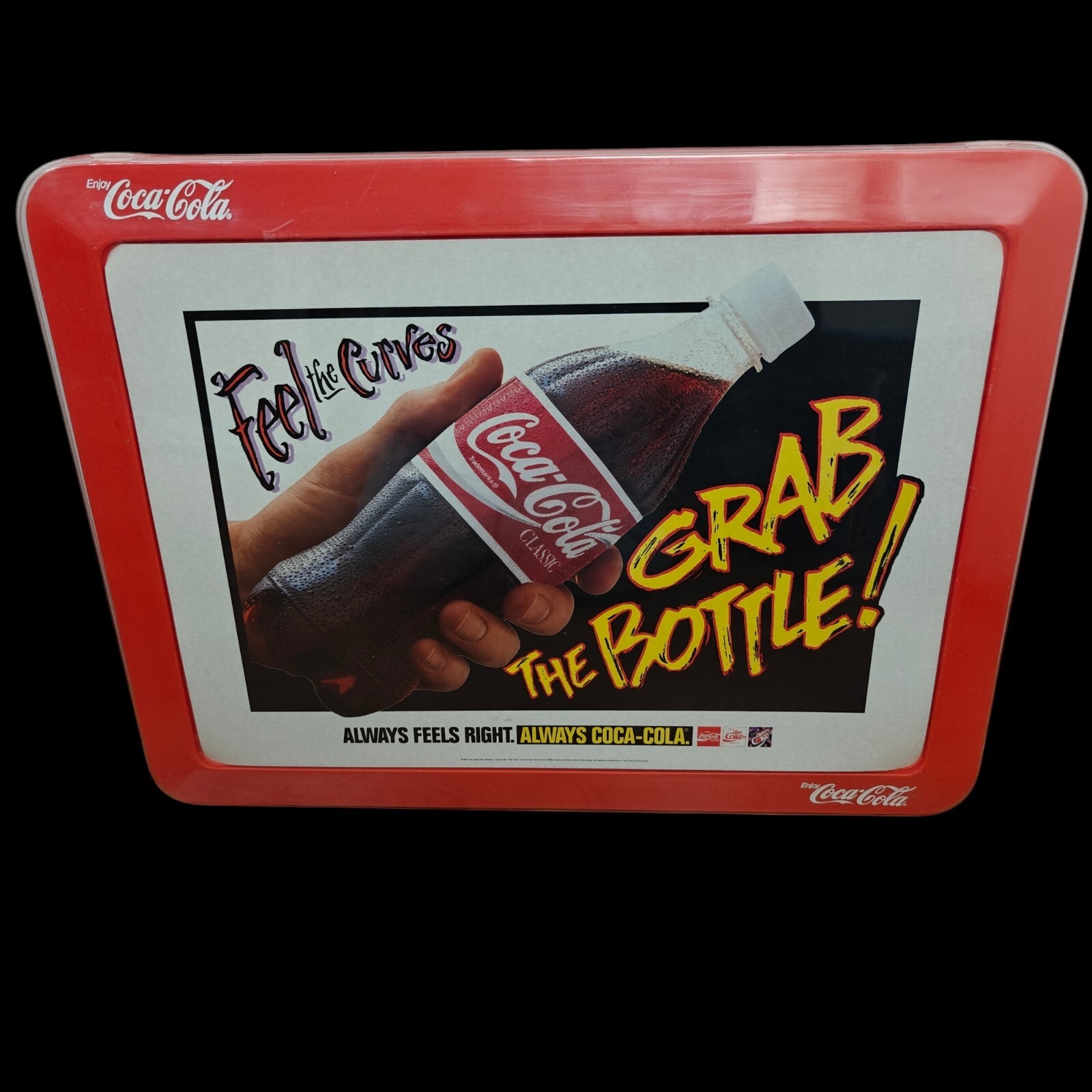 Vintage 1994 Always Coca-Cola Feel Curves Grab The Bottle Coke Display Sign Vintage 1994 Always Coca-Cola Feel Curves Grab The Bottle Coke Display Sign