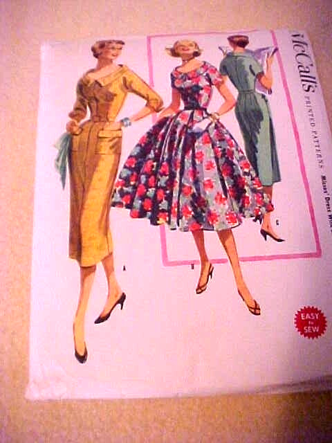 1955 McCall's Lady's Dress Slim or Full Skirt Pattern 3426 1955 McCall's Lady's Dress Slim or Full Skirt Pattern 3426