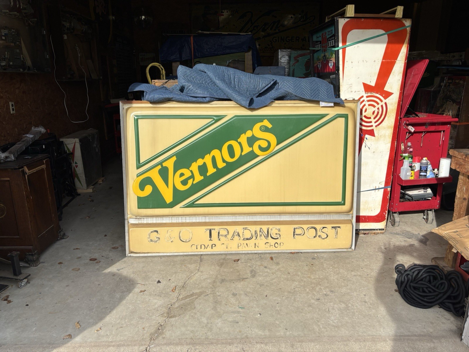 Vintage Vernors Ginger Ale Double Sided sign lighted store display 4'x6' (RARE)