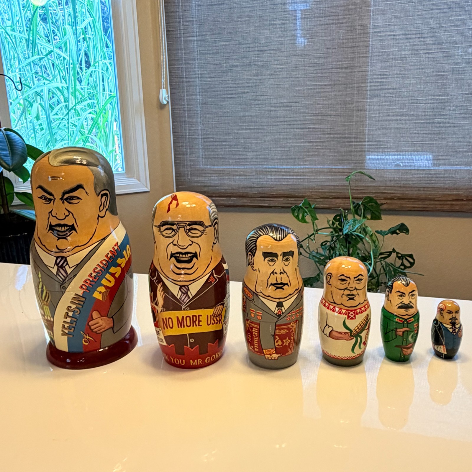 Matryoshka Dolls VTG Set of 6 Russian Political Leaders 1990s Signed G. Dykhne Matryoshka Dolls VTG Set of 6 Russian Political Leaders 1990s Signed G. Dykhne