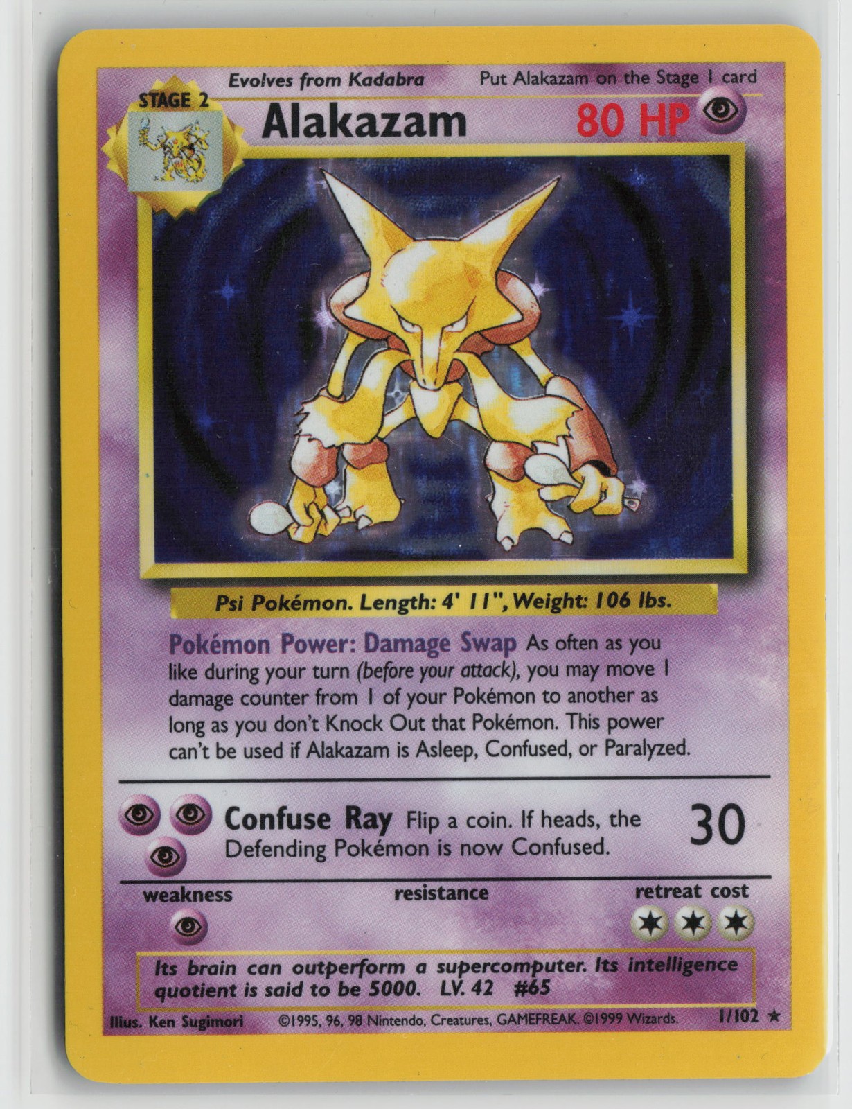 Alakazam Holo Rare Base Set 001/102 LP Alakazam Holo Rare Base Set 001/102 LP