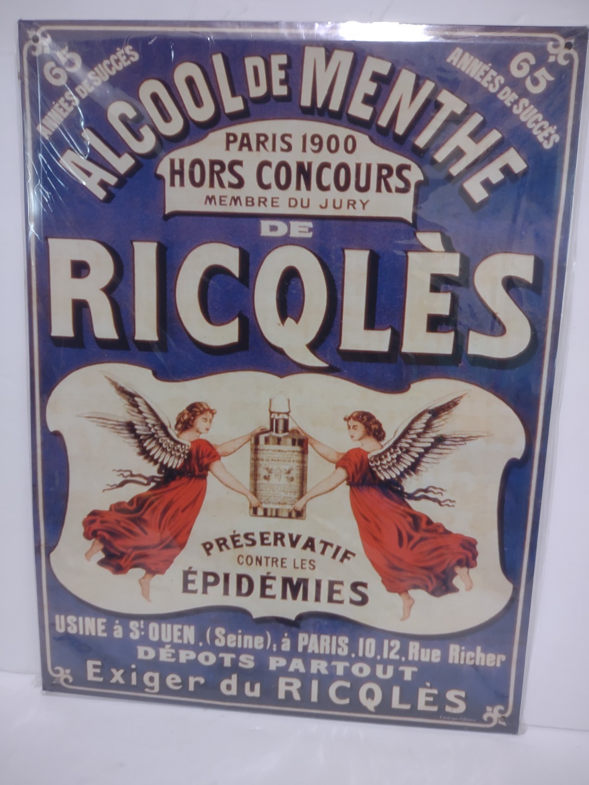 Alcool De Menthe De Ricqlés Metal Tin Sign ~ Vintage Style ~ Cartexpo ~ NEW D4 Alcool De Menthe De Ricqlés Metal Tin Sign ~ Vintage Style ~ Cartexpo ~ NEW D4