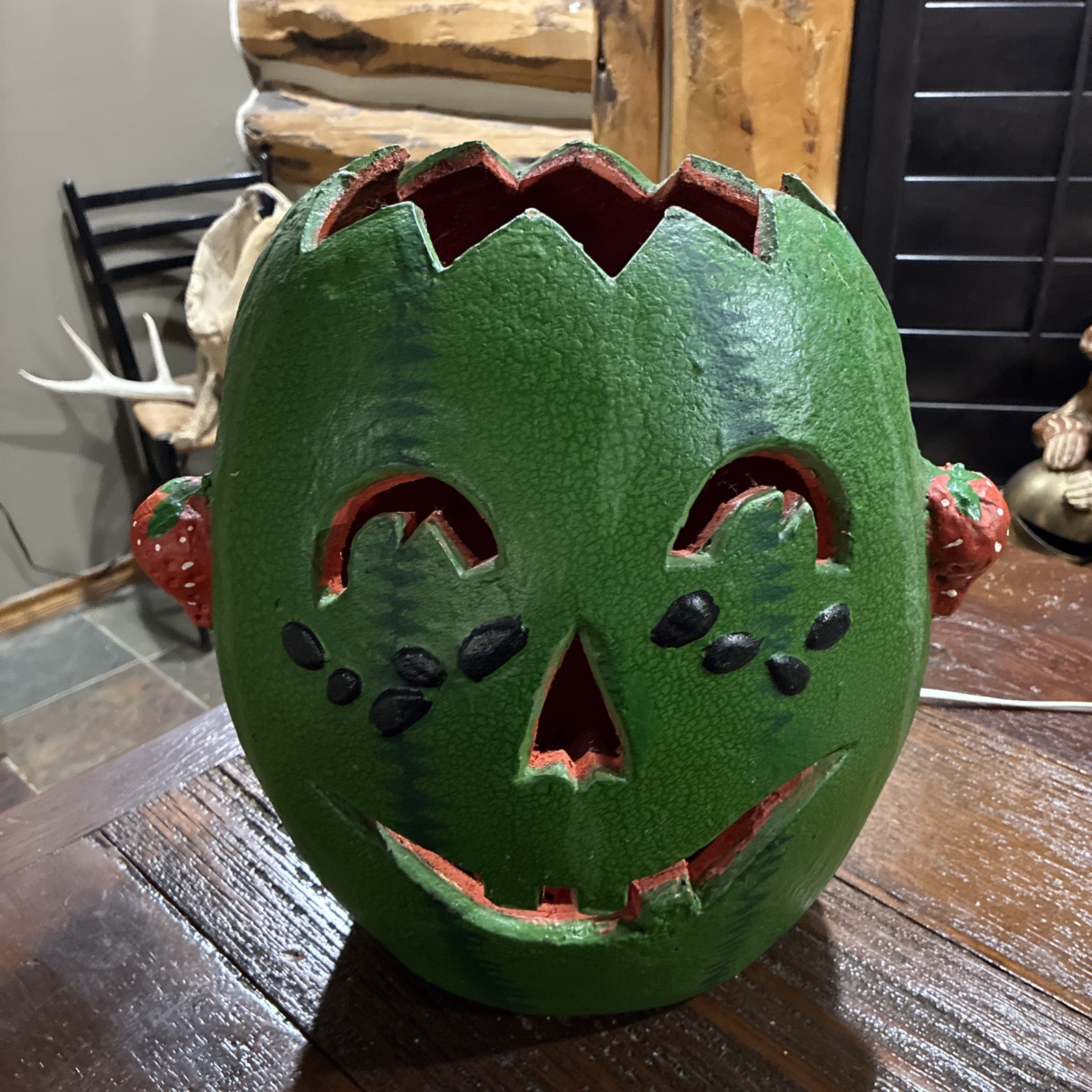 Rare Vintage Halloween Watermelon Jack-O-Lantern Summerween Rare Vintage Halloween Watermelon Jack-O-Lantern Summerween
