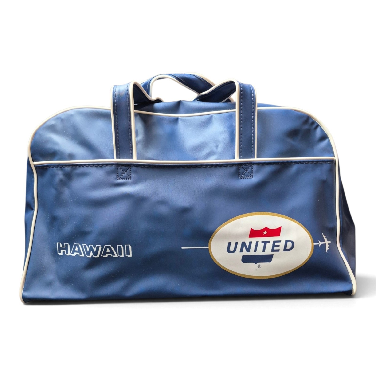 VTG 60s-70s United Airlines Hawaii Flight Bag Style 900P Navy Blue Retro Travel