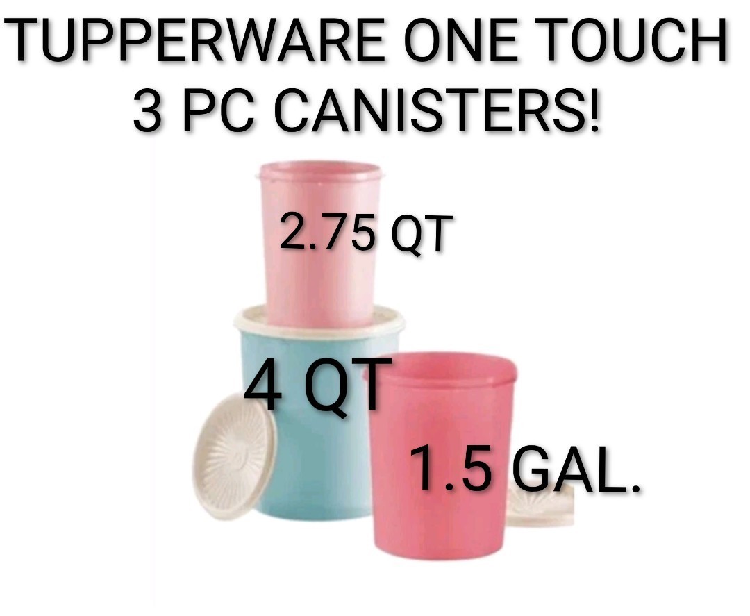 Tupperware Servalier One Touch Canister 3 pc Set Pastels Accordion White Seals Tupperware Servalier One Touch Canister 3 pc Set Pastels Accordion White Seals