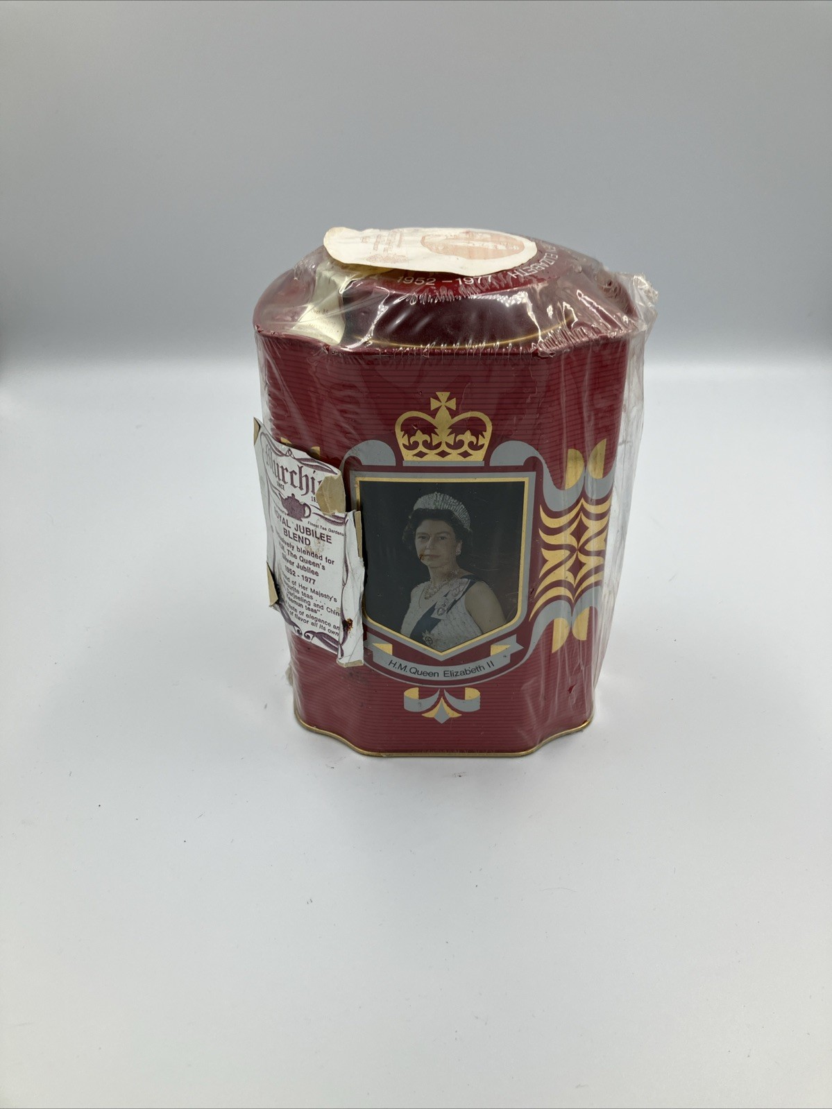 Vintage 1977 QUEEN ELIZABETH II Royal Silver JUBILEE TEA CADDY TIN - FULL/Sealed Vintage 1977 QUEEN ELIZABETH II Royal Silver JUBILEE TEA CADDY TIN - FULL/Sealed