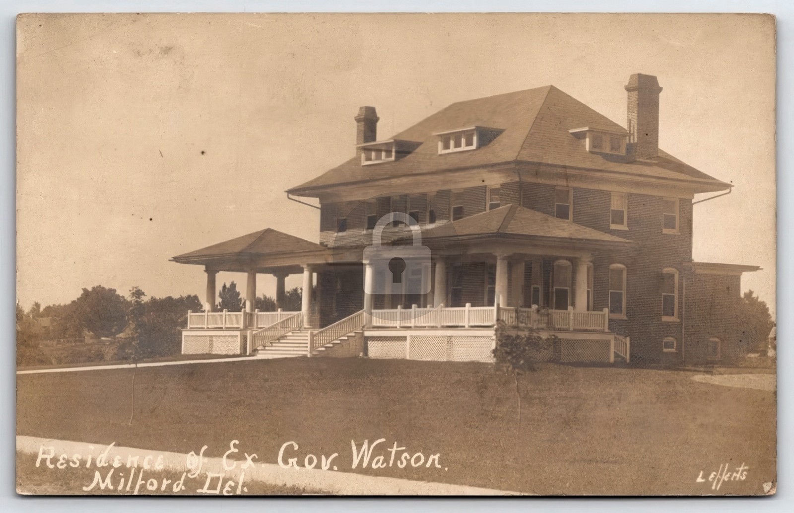 Residence of Ex Governor Watson Milford Delaware Lefferts c1910 RPPC COPY