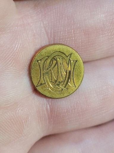Rare Antique English Button, 1800's, R.C.N., Ludlow, Firmins Warwick Street