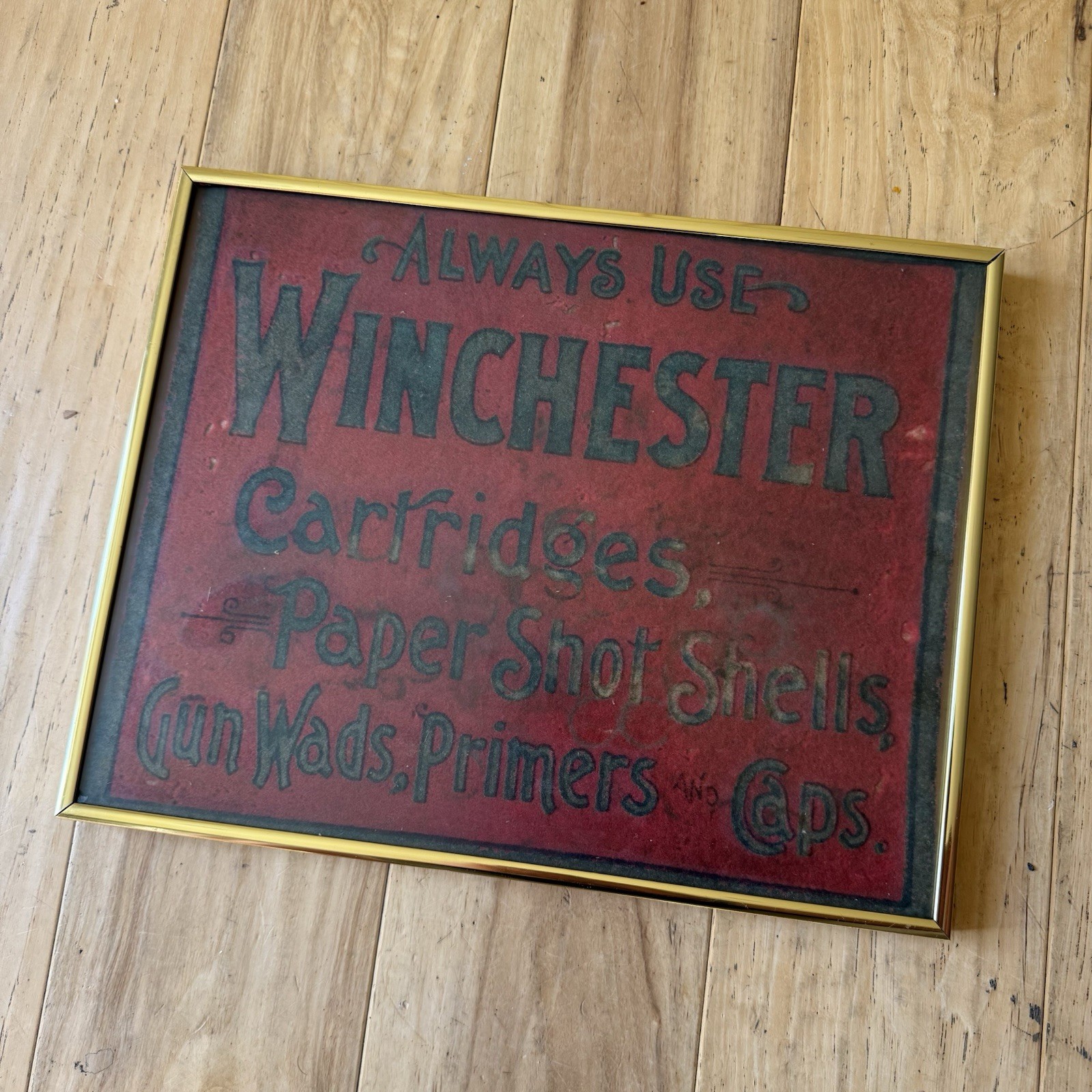 Early 1900s Winchester Rifle Gun Ammunition Advertising Store Counter Felt Sign Early 1900s Winchester Rifle Gun Ammunition Advertising Store Counter Felt Sign