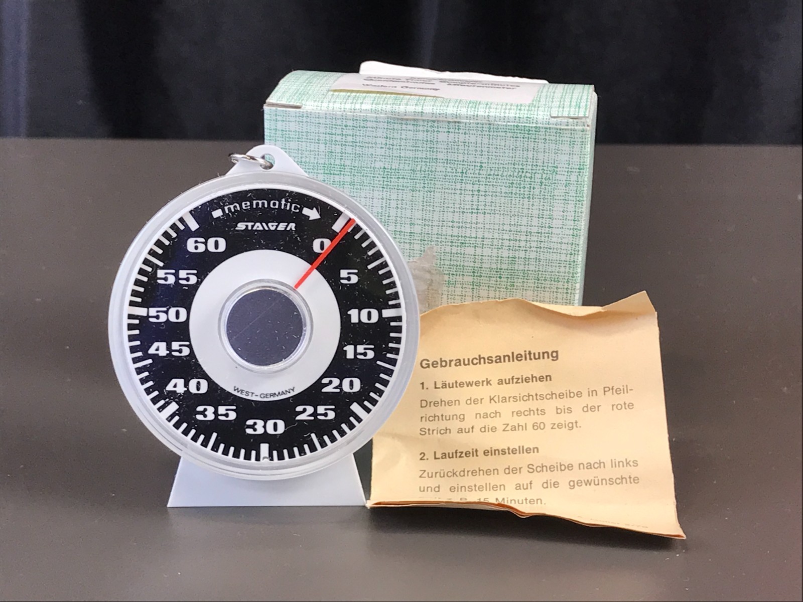 Vintage 70s STAIGER West Germany MEMATIC 60 Minute KITCHEN TIMER w/ Stand NEW