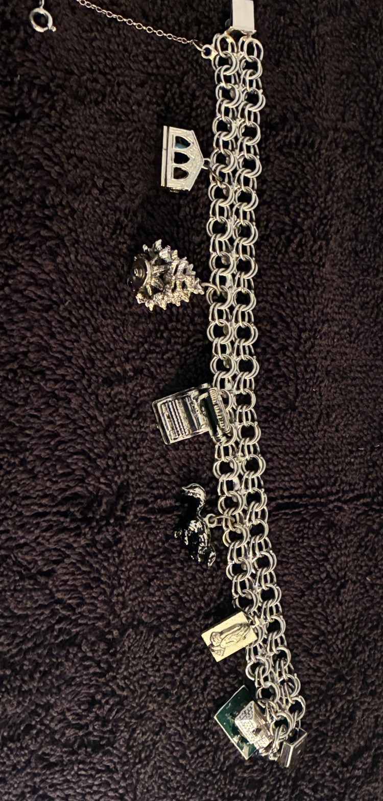 Vintage ELCO Silver Charm Bracelet 43.78g Detail Nativity Holy Family Xmas Tree Vintage ELCO Silver Charm Bracelet 43.78g Detail Nativity Holy Family Xmas Tree