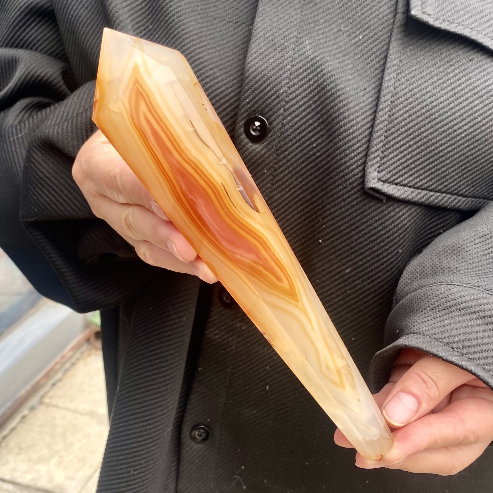 371G Natural Red striped agate scepter crystal mineral Healing 371G Natural Red striped agate scepter crystal mineral Healing