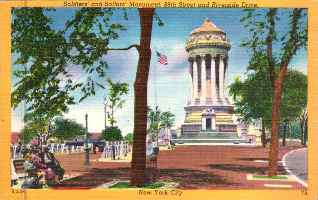 New York City - Soldiers' and Sailors' Monument, Riverside Drive - Linen c. 1945
