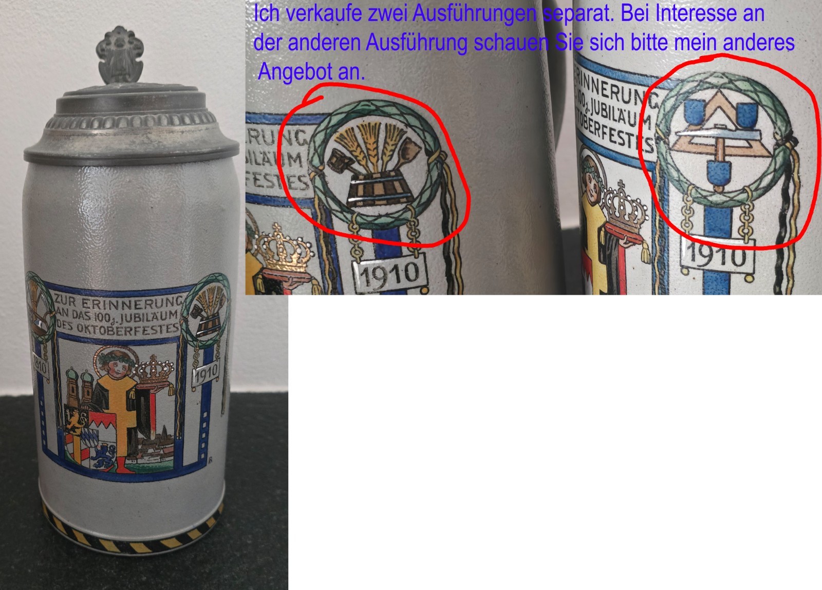 1910 Oktoberfest Anniversary Mug 1L - Franz Ringer Munich Beer Mug 1910 Oktoberfest Anniversary Mug 1L - Franz Ringer Munich Beer Mug