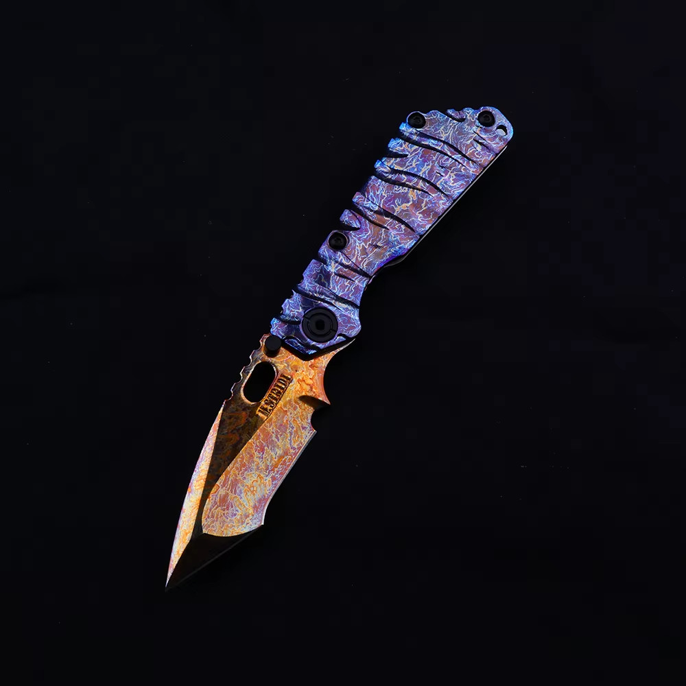 M390 Tactical Titanium Pocket Folding Knife TC4 Custom Anodized Handle EDC M390 Tactical Titanium Pocket Folding Knife TC4 Custom Anodized Handle EDC