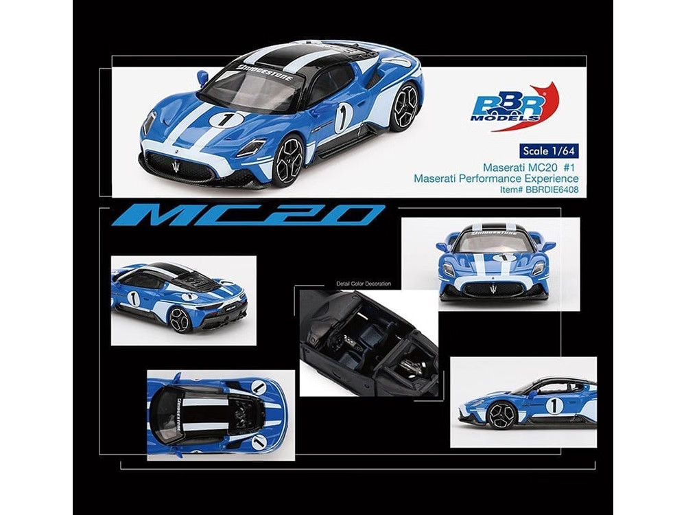 Maserati MC20 #1 Blue with White Stripes and Black Top "Maserati Performance Exp Maserati MC20 #1 Blue with White Stripes and Black Top "Maserati Performance Exp