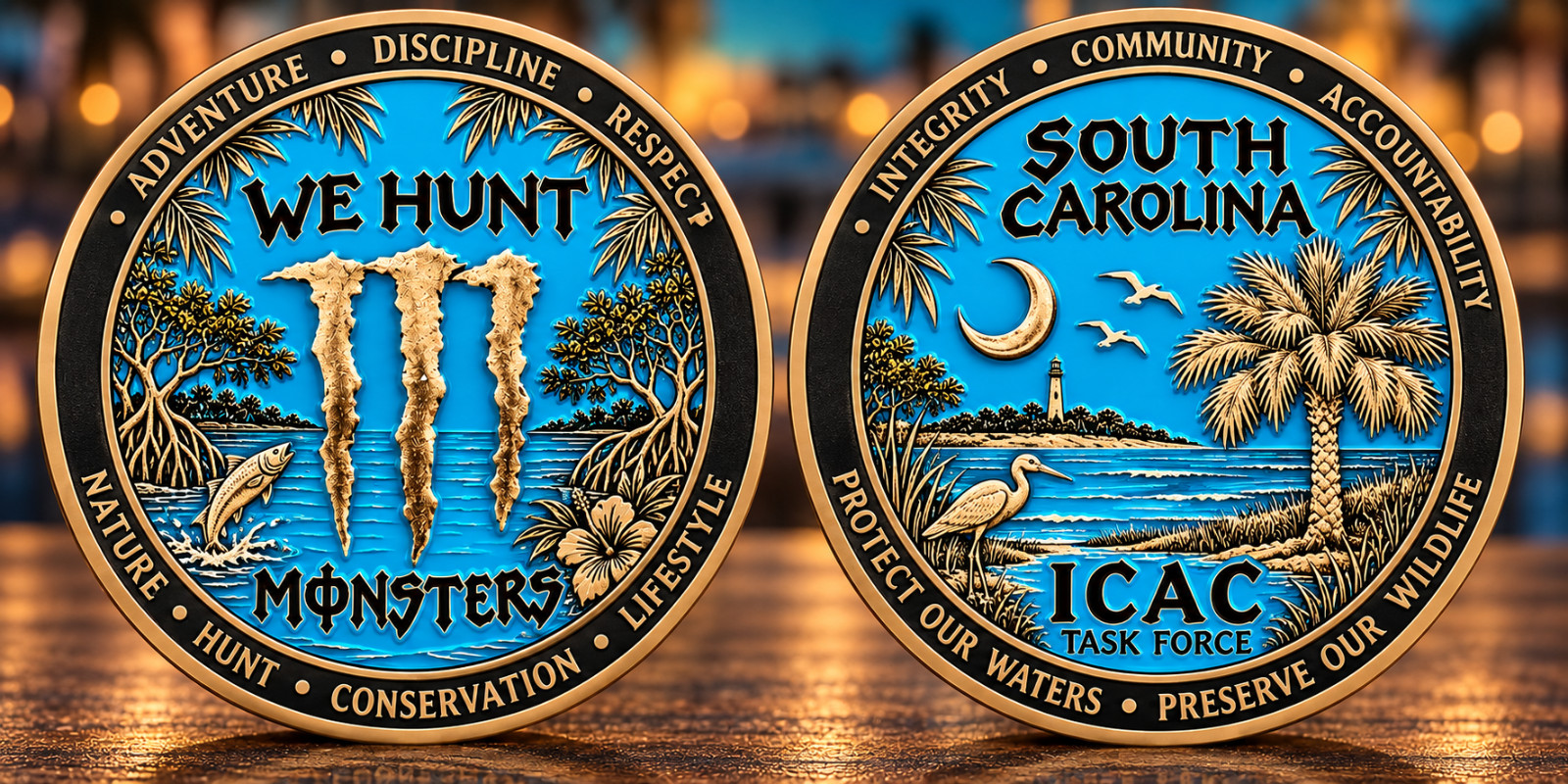 South Carolina Wildlife Task Force Challenge Coin 2 Side Conservation Gift South Carolina Wildlife Task Force Challenge Coin 2 Side Conservation Gift