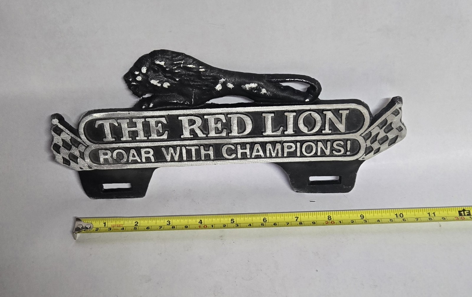 Vintage Cast Aluminum Red Lion Topper Car Club Plaque Vintage Cast Aluminum Red Lion Topper Car Club Plaque