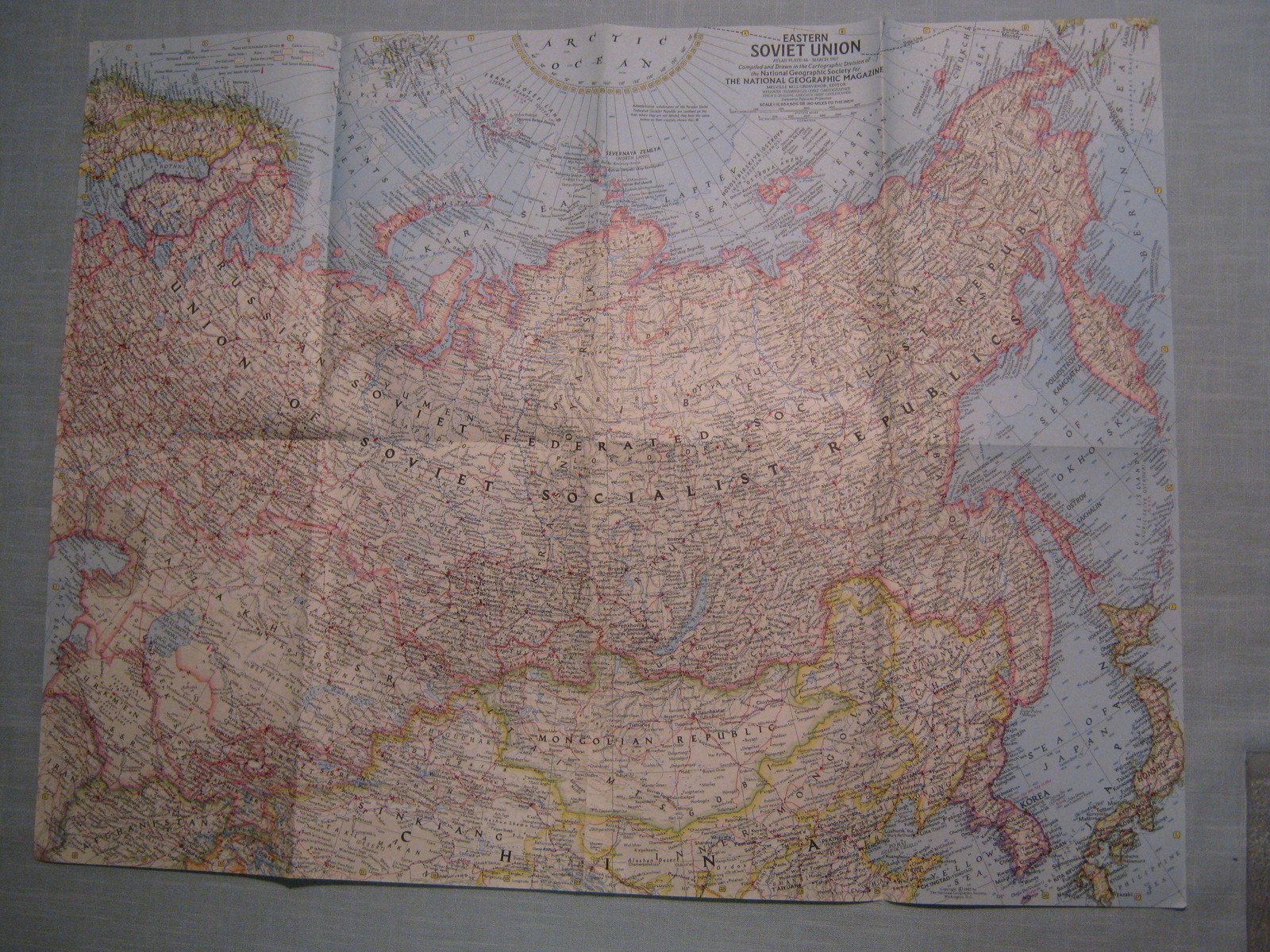 VINTAGE EASTERN SOVIET UNION WALL MAP National Geographic March 1967 VINTAGE EASTERN SOVIET UNION WALL MAP National Geographic March 1967