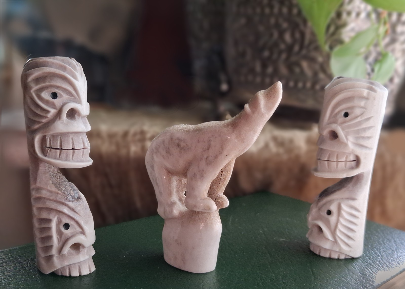 Greenland Kalaallit Inuit Group of 3 Caribou Antler Carvings Tupilaks Polar Bear Greenland Kalaallit Inuit Group of 3 Caribou Antler Carvings Tupilaks Polar Bear