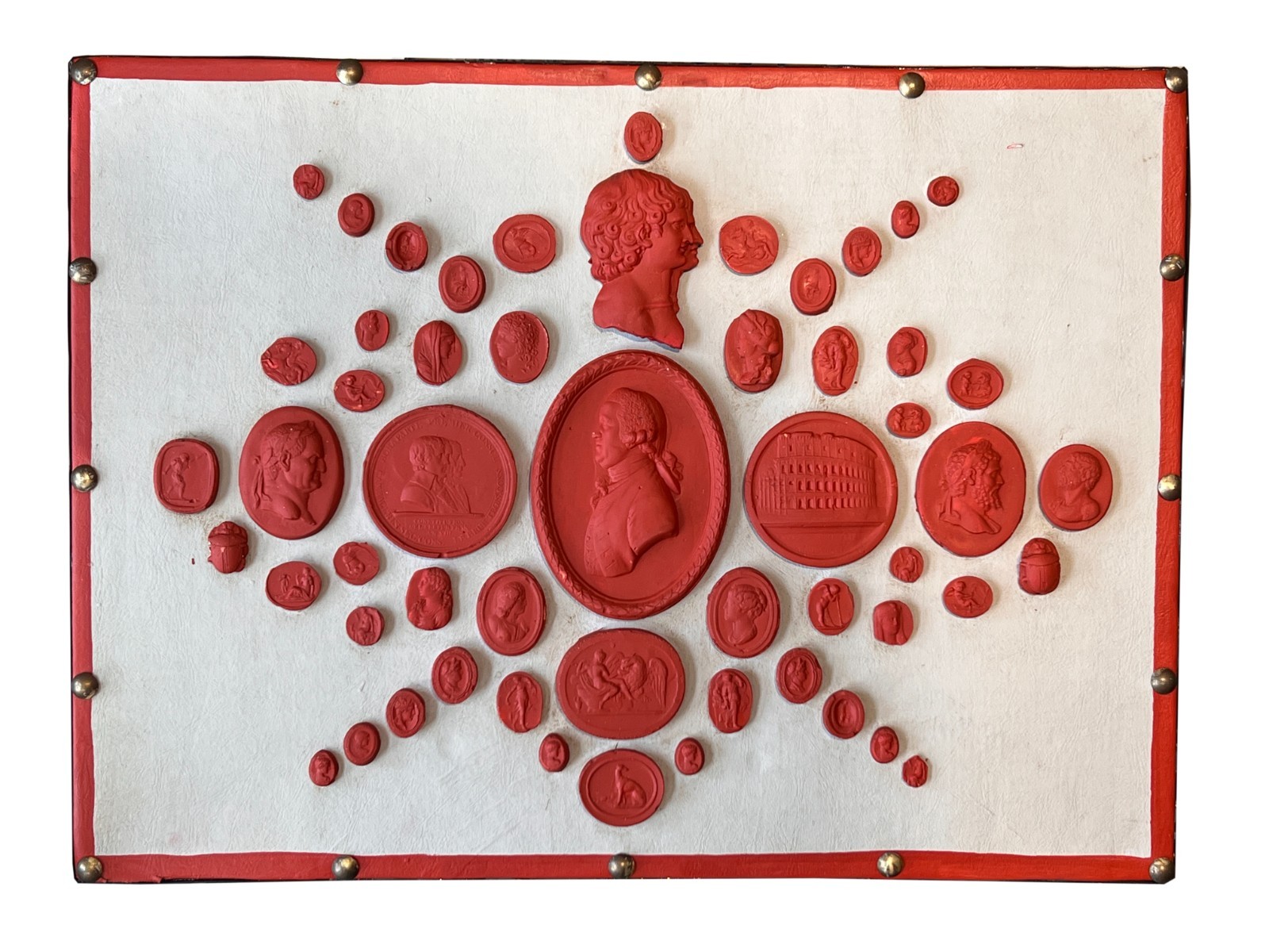 #1013 Grand Tour Revival Neoclassical Vintage Red Plaster Cast Waxed Intaglio Ar #1013 Grand Tour Revival Neoclassical Vintage Red Plaster Cast Waxed Intaglio Ar