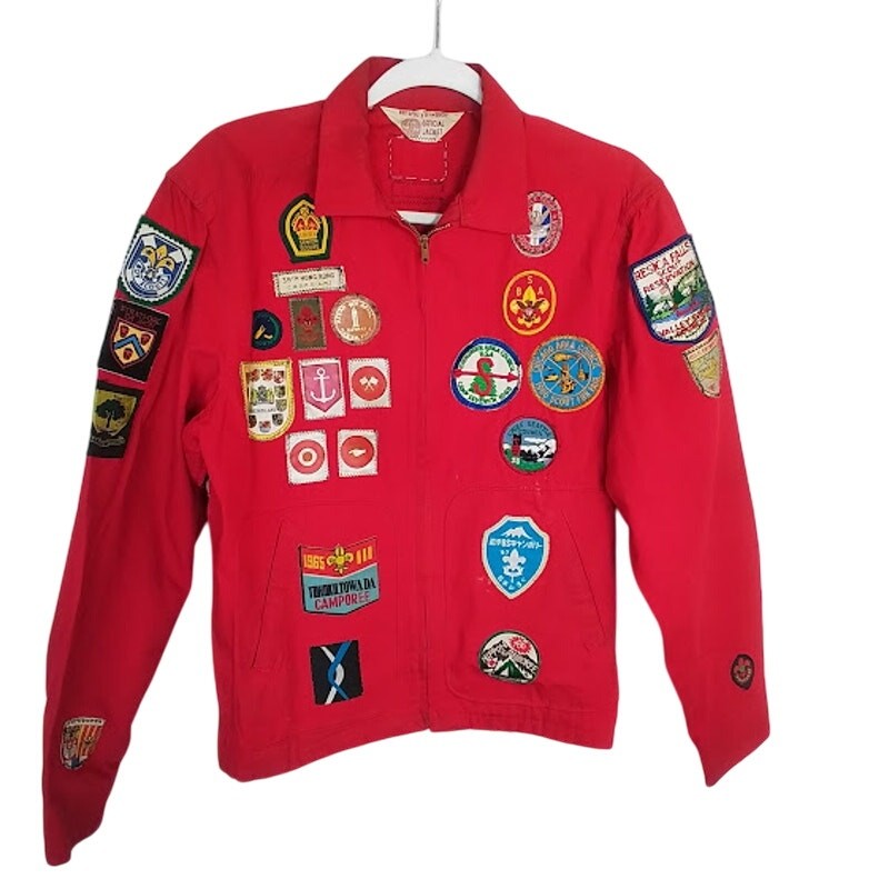 Vintage BSA Red Patch Jacket 1967 World Jamboree Intl Scout Patches M Vintage BSA Red Patch Jacket 1967 World Jamboree Intl Scout Patches M