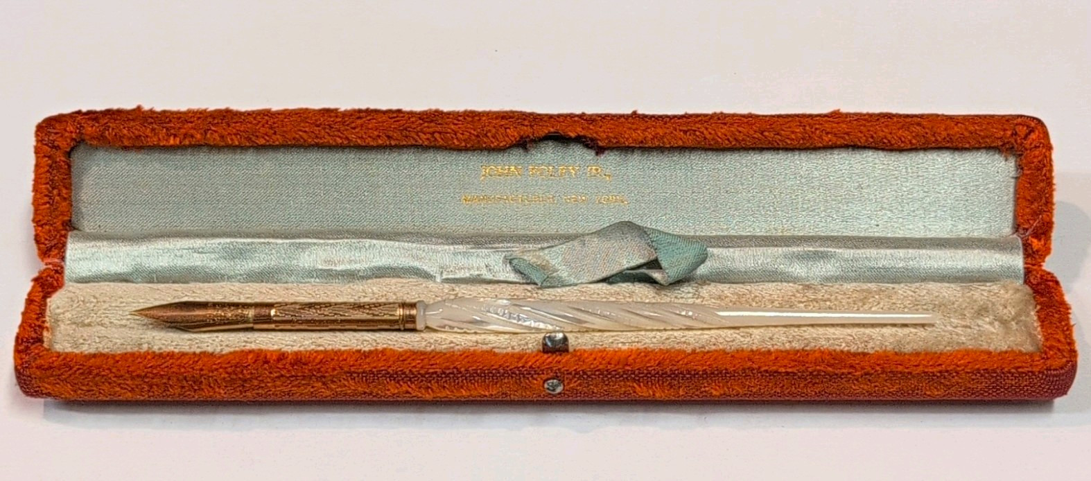 Antique Victorian John Foley Jr NY Gold Dip Pen No 3 Mother of Pearl Boxed Set Antique Victorian John Foley Jr NY Gold Dip Pen No 3 Mother of Pearl Boxed Set