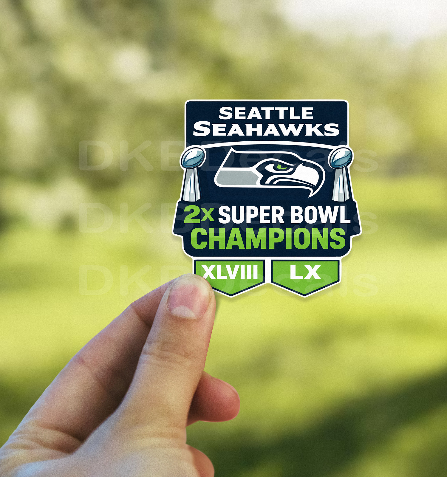 Seattle Seahawks - 2x Super Bowl LX Champions 3" x 3.25" Glossy Vinyl Sticker Seattle Seahawks - 2x Super Bowl LX Champions 3" x 3.25" Glossy Vinyl Sticker
